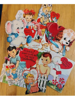 Vintage 1940s 1950’s Die Cut Valentine Cards My Childhood Lot Of 11
